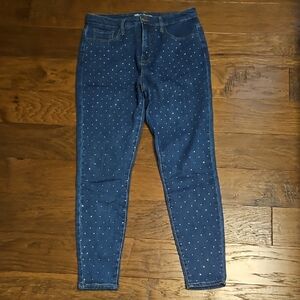 Wild Fable Dark Blue Skinny Jeans with Clear Rhinestones